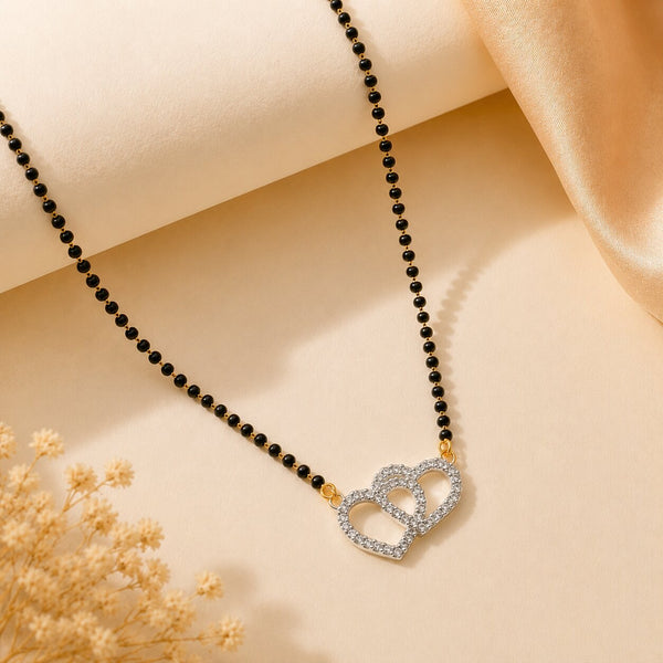 Rhodium plated AD & CZ Studed Pendant Mangalsutra