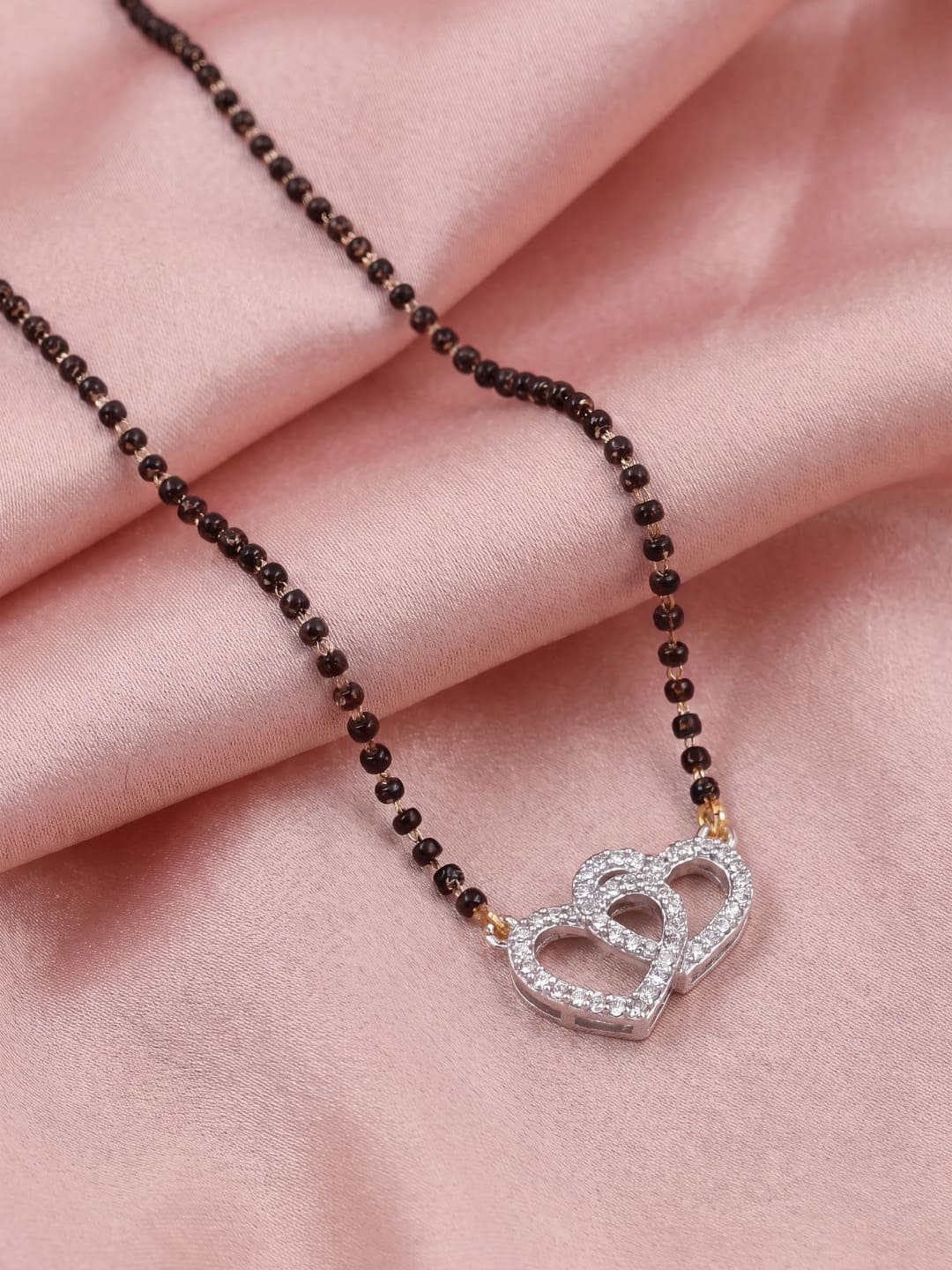 Rhodium plated AD & CZ Studed Pendant Mangalsutra