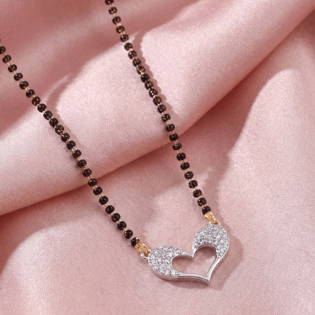 Rhodium plated AD & CZ Studed Pendant Mangalsutra
