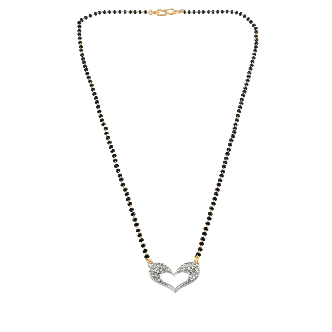 Rhodium plated AD & CZ Studed Pendant Mangalsutra