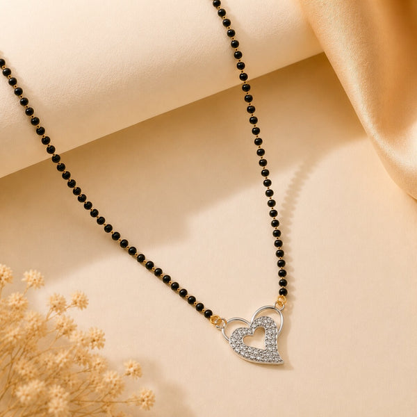 Rhodium plated AD & CZ Studed Pendant Mangalsutra