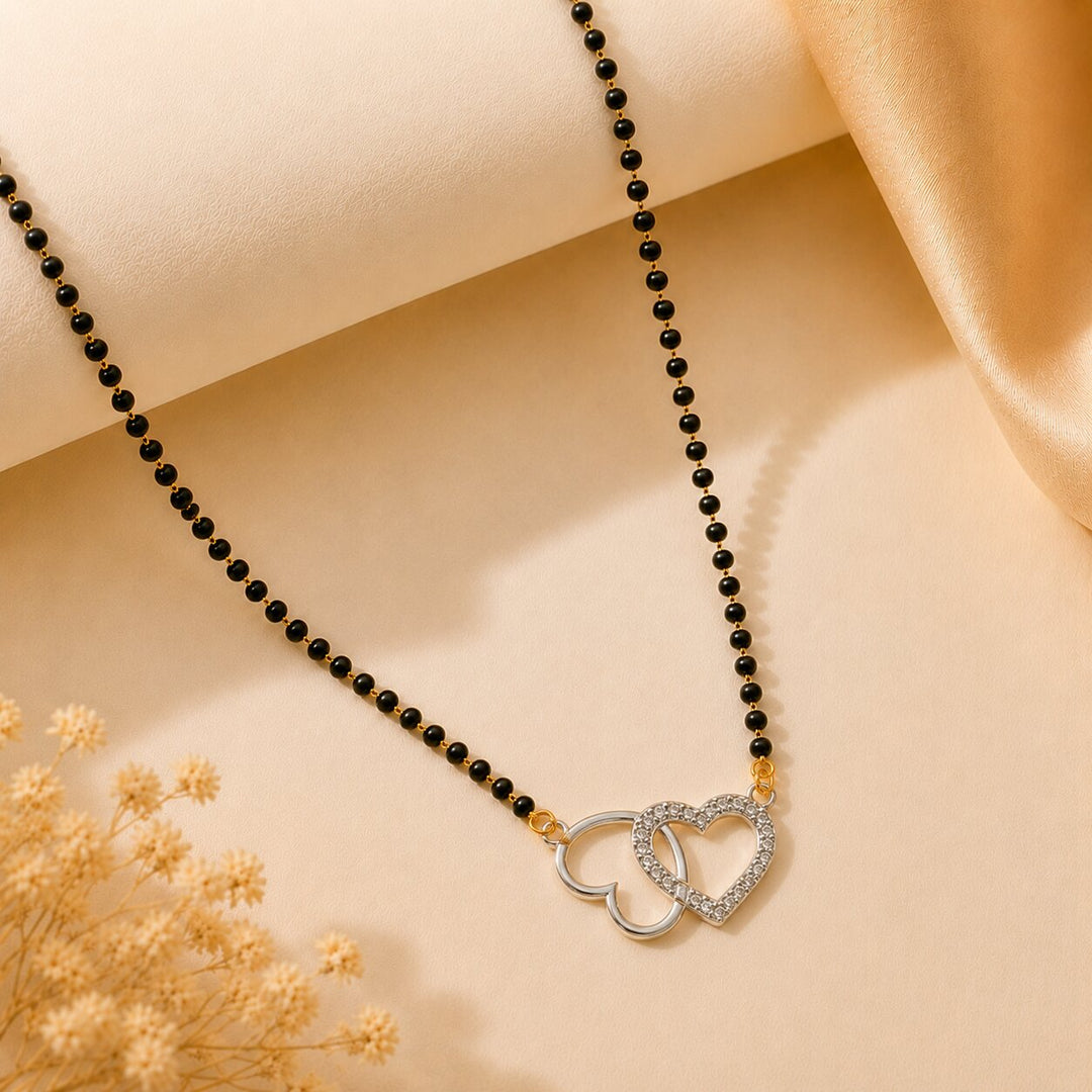 Rhodium plated AD & CZ Studed Pendant Mangalsutra