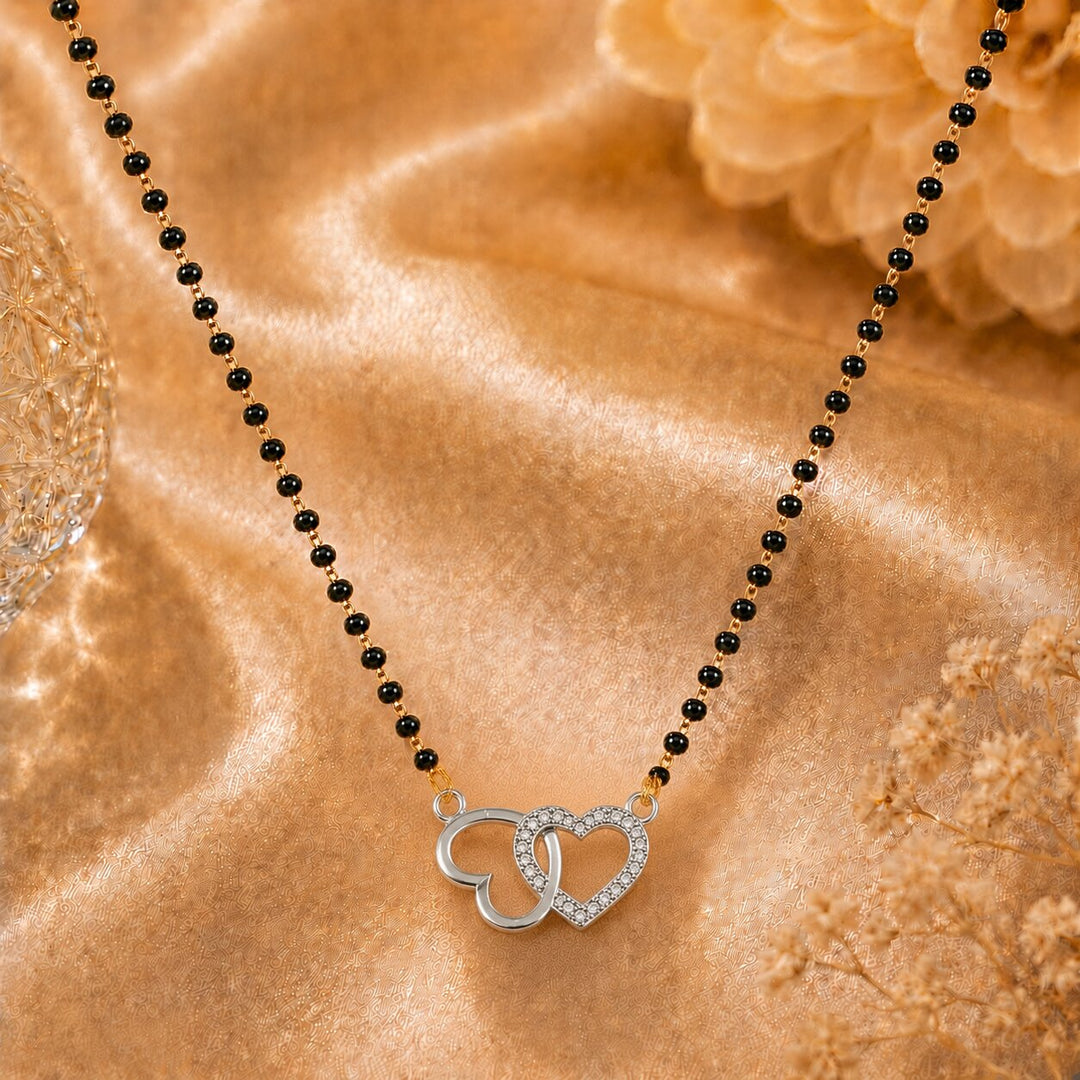 Rhodium plated AD & CZ Studed Pendant Mangalsutra