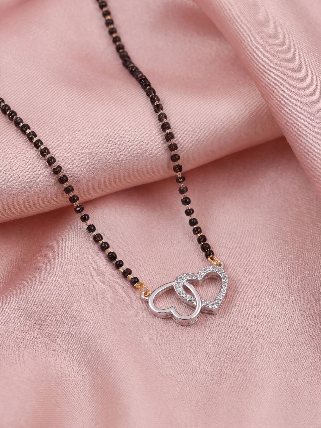 Rhodium plated AD & CZ Studed Pendant Mangalsutra