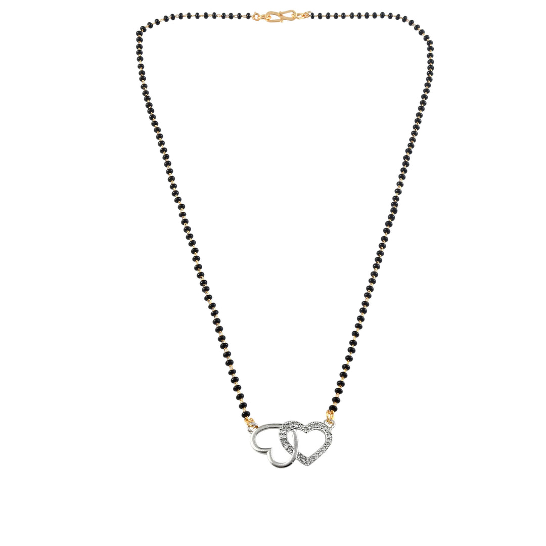 Rhodium plated AD & CZ Studed Pendant Mangalsutra