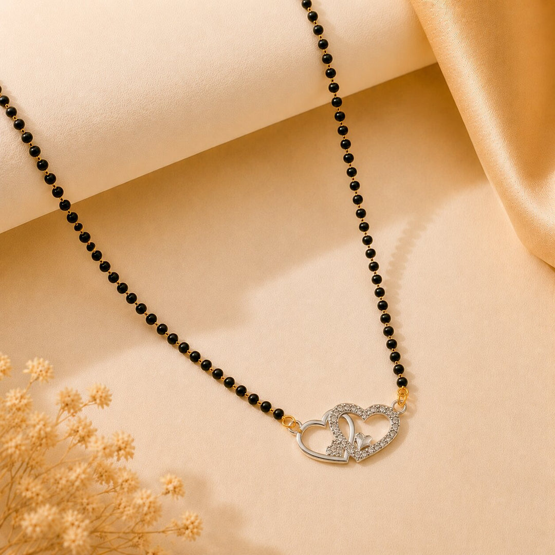 Rhodium plated AD & CZ Studed Pendant Mangalsutra