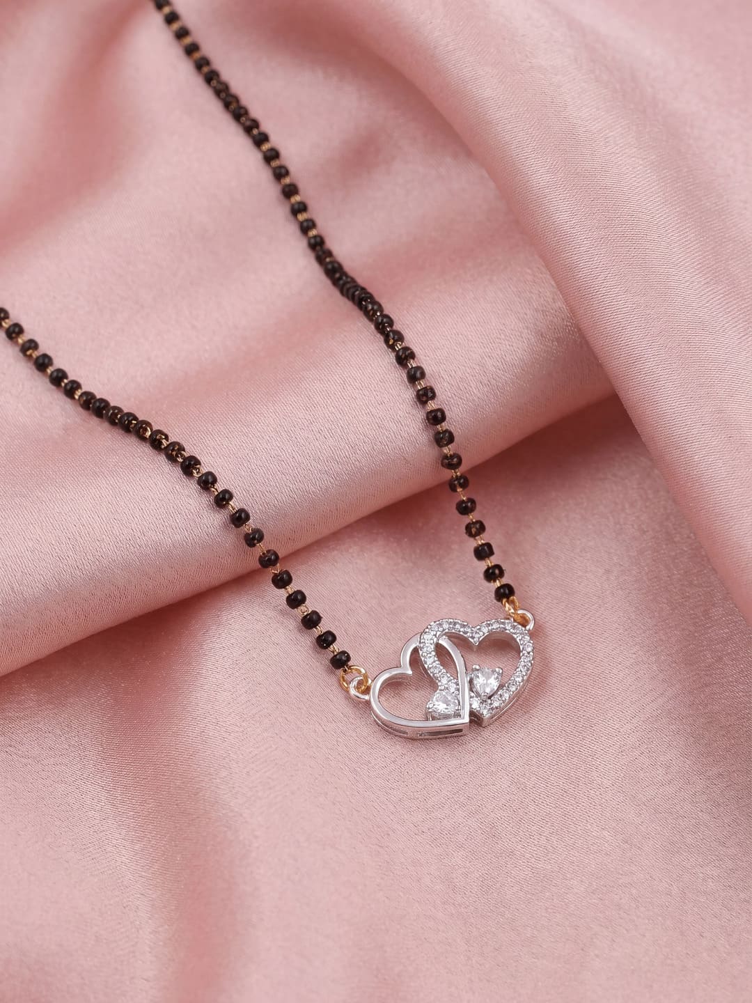 Rhodium plated AD & CZ Studed Pendant Mangalsutra