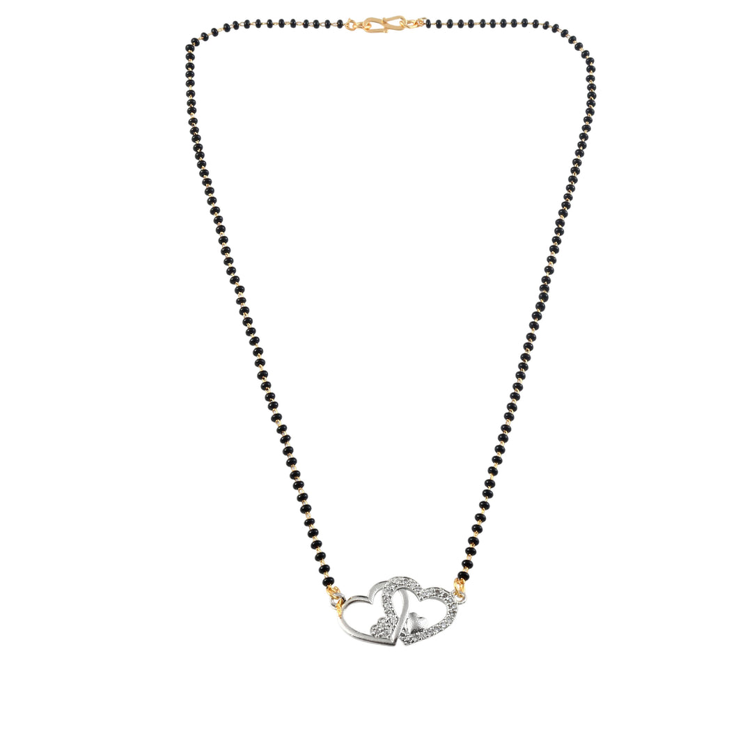 Rhodium plated AD & CZ Studed Pendant Mangalsutra