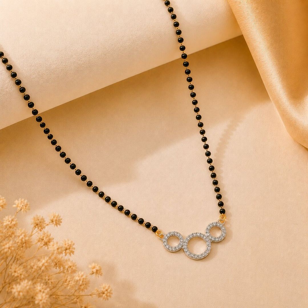 Rhodium plated AD & CZ Studed Pendant Mangalsutra