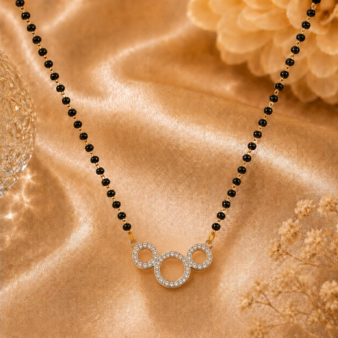Rhodium plated AD & CZ Studed Pendant Mangalsutra