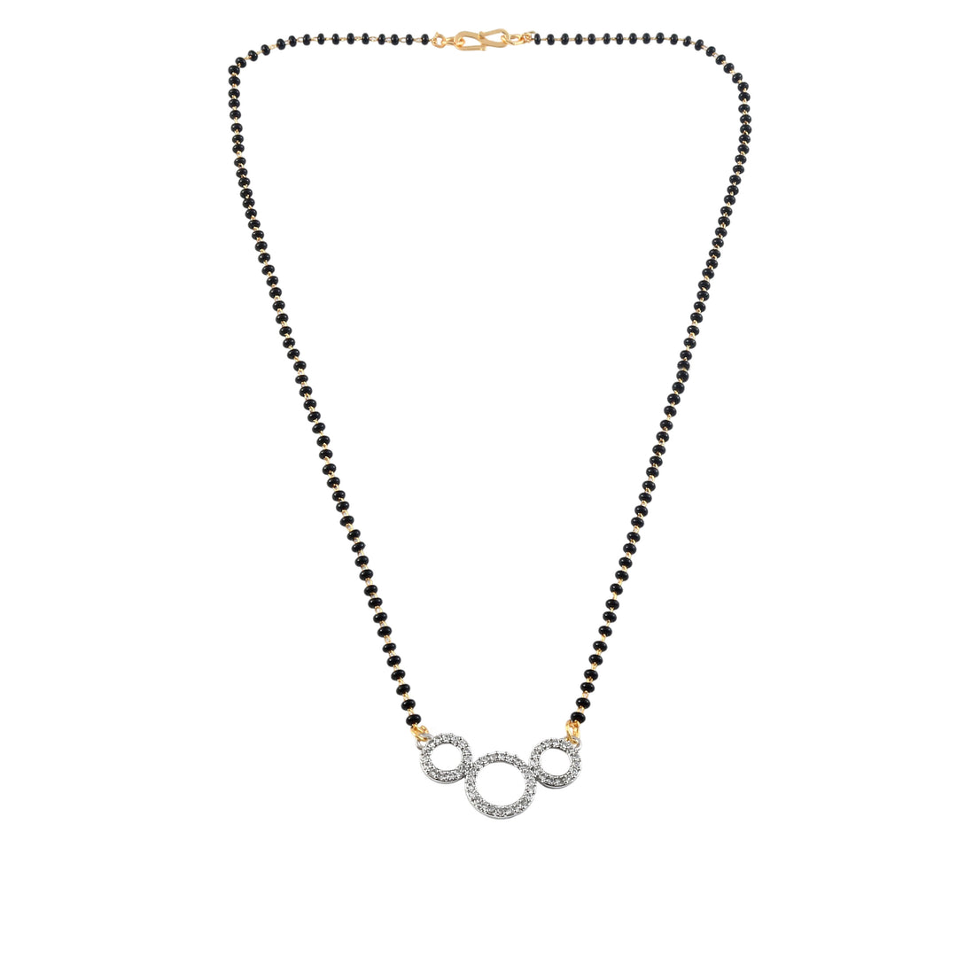 Rhodium plated AD & CZ Studed Pendant Mangalsutra