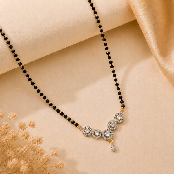 Rhodium plated AD & CZ Studed Pendant Mangalsutra