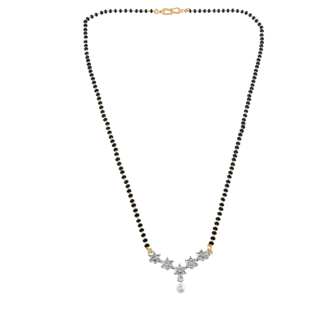 Rhodium plated AD & CZ Studed Pendant Mangalsutra