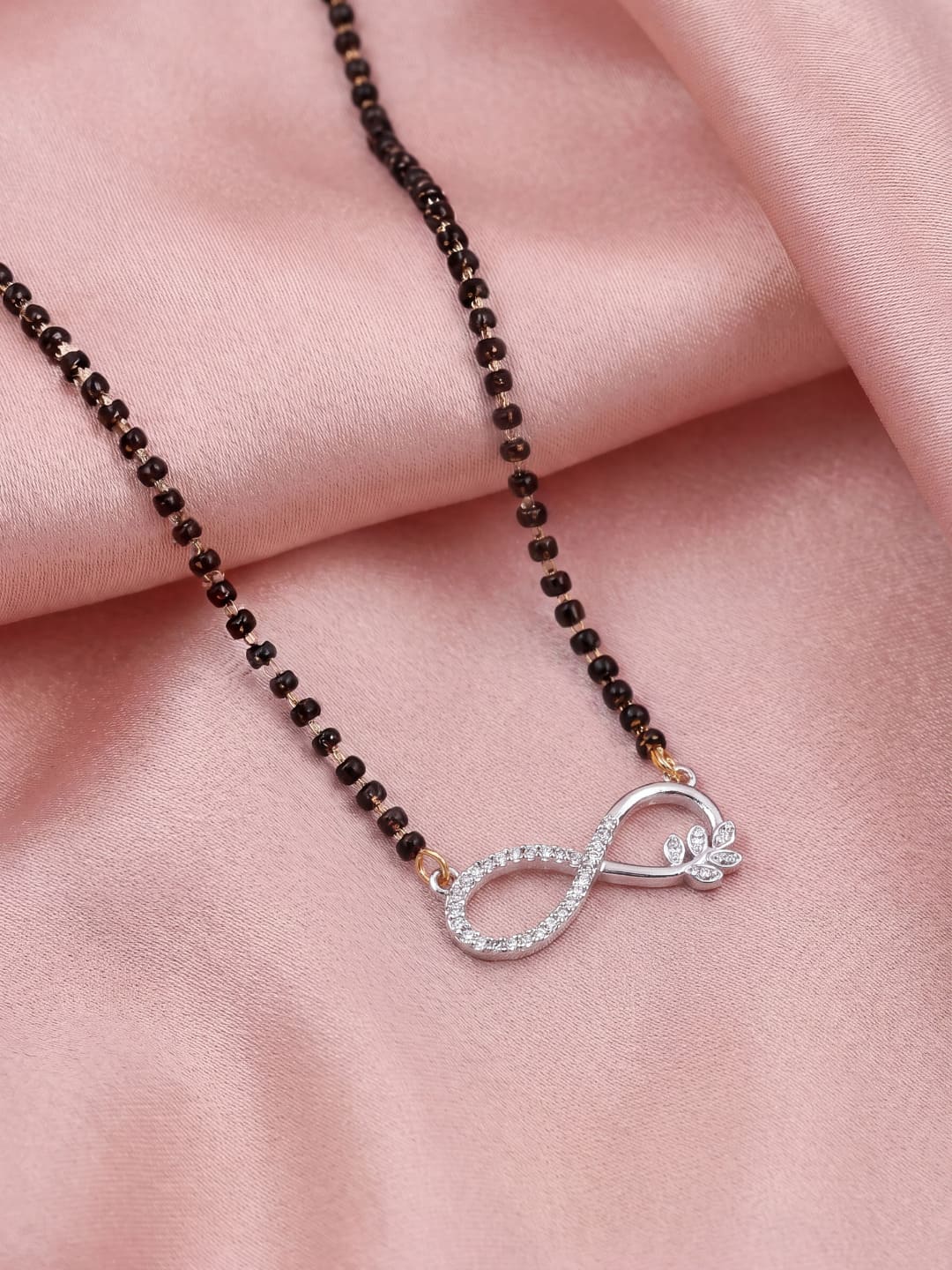 Rhodium plated AD & CZ Studed Pendant Mangalsutra