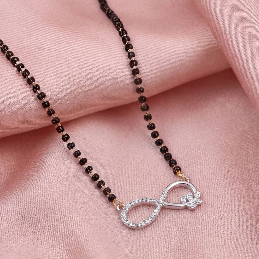Rhodium plated AD & CZ Studed Pendant Mangalsutra