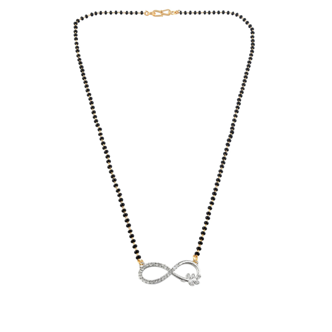 Rhodium plated AD & CZ Studed Pendant Mangalsutra