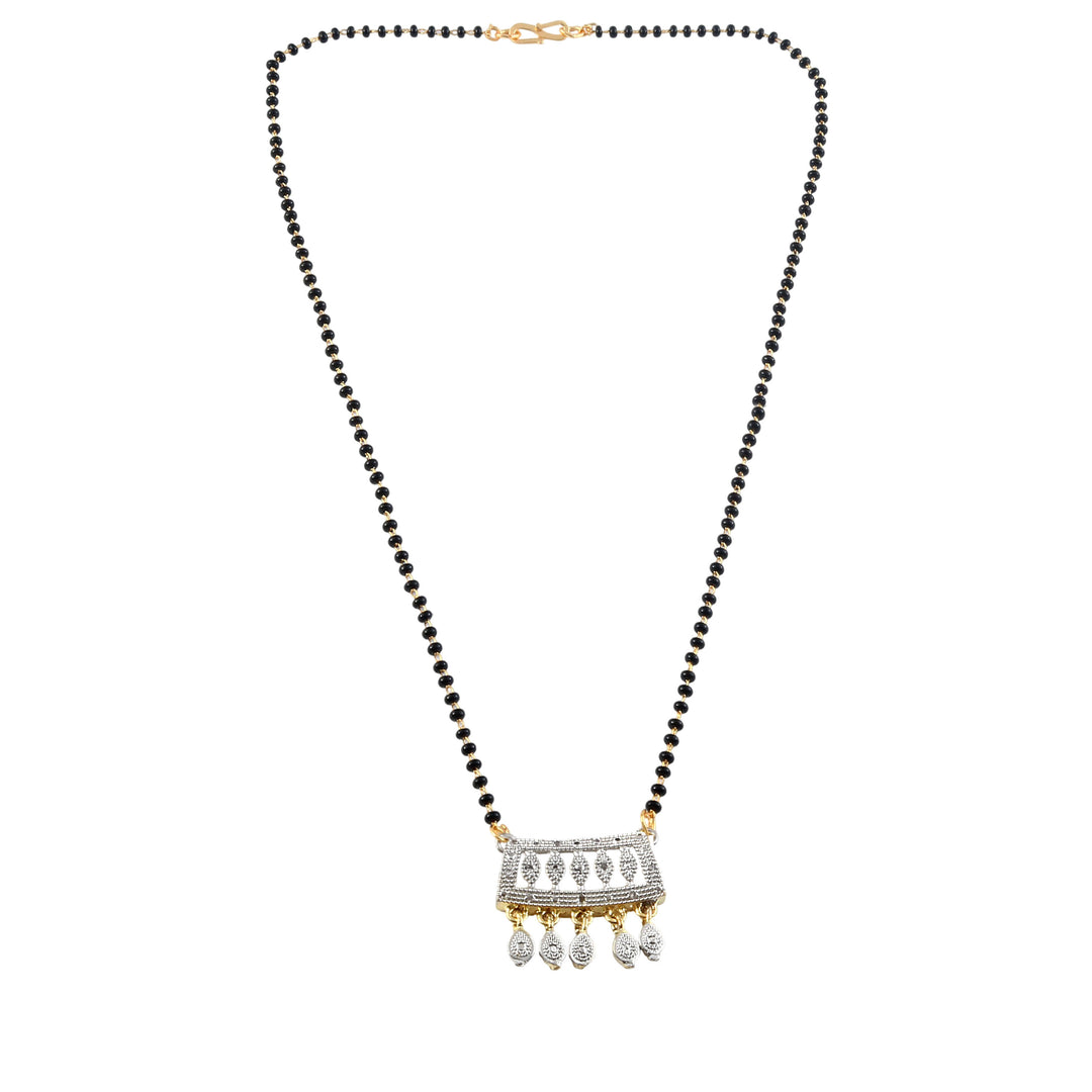 Rhodium plated AD & CZ Studed Pendant Mangalsutra