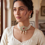 Load image into Gallery viewer, Gold-Plated Kundan-Studded Pearl Beaded Layer Jewellery Set
