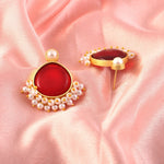 Load image into Gallery viewer, Opal Stone &amp; Pearl Fringe Gold-Toned Stud Earrings
