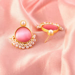 Load image into Gallery viewer, Opal Stone &amp; Pearl Fringe Gold-Toned Stud Earrings
