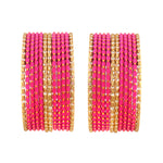 Load image into Gallery viewer, Indian Bollywood Bangle Bracelet Set for Women - 24 Piece (2 Dozen) Multicolor Alloy Gold Tone Stacking Jewelry for Weddings, Parties, Festivals &amp; Gifts (Rani_Pink)
