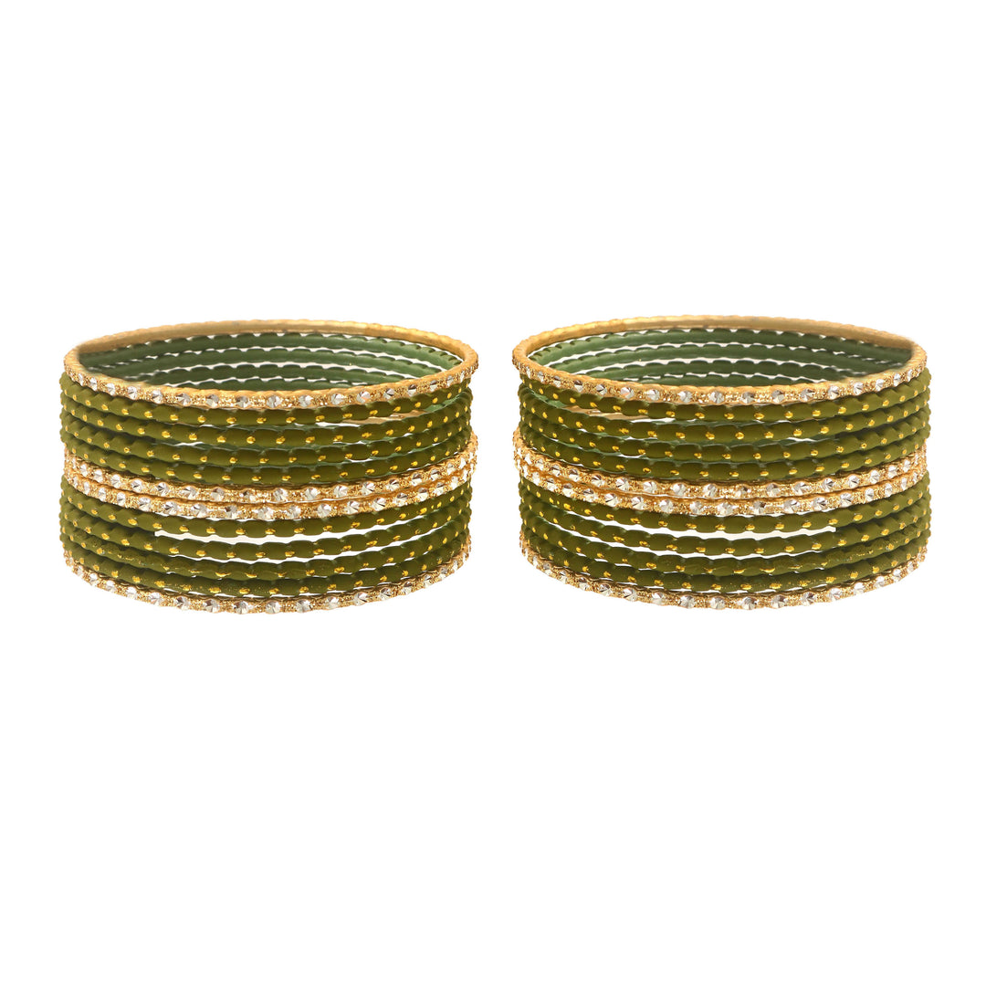 Indian Bollywood Bangle Bracelet Set for Women - 24 Piece (2 Dozen) Multicolor Alloy Gold Tone Stacking Jewelry for Weddings, Parties, Festivals & Gifts (Rani_Pink)