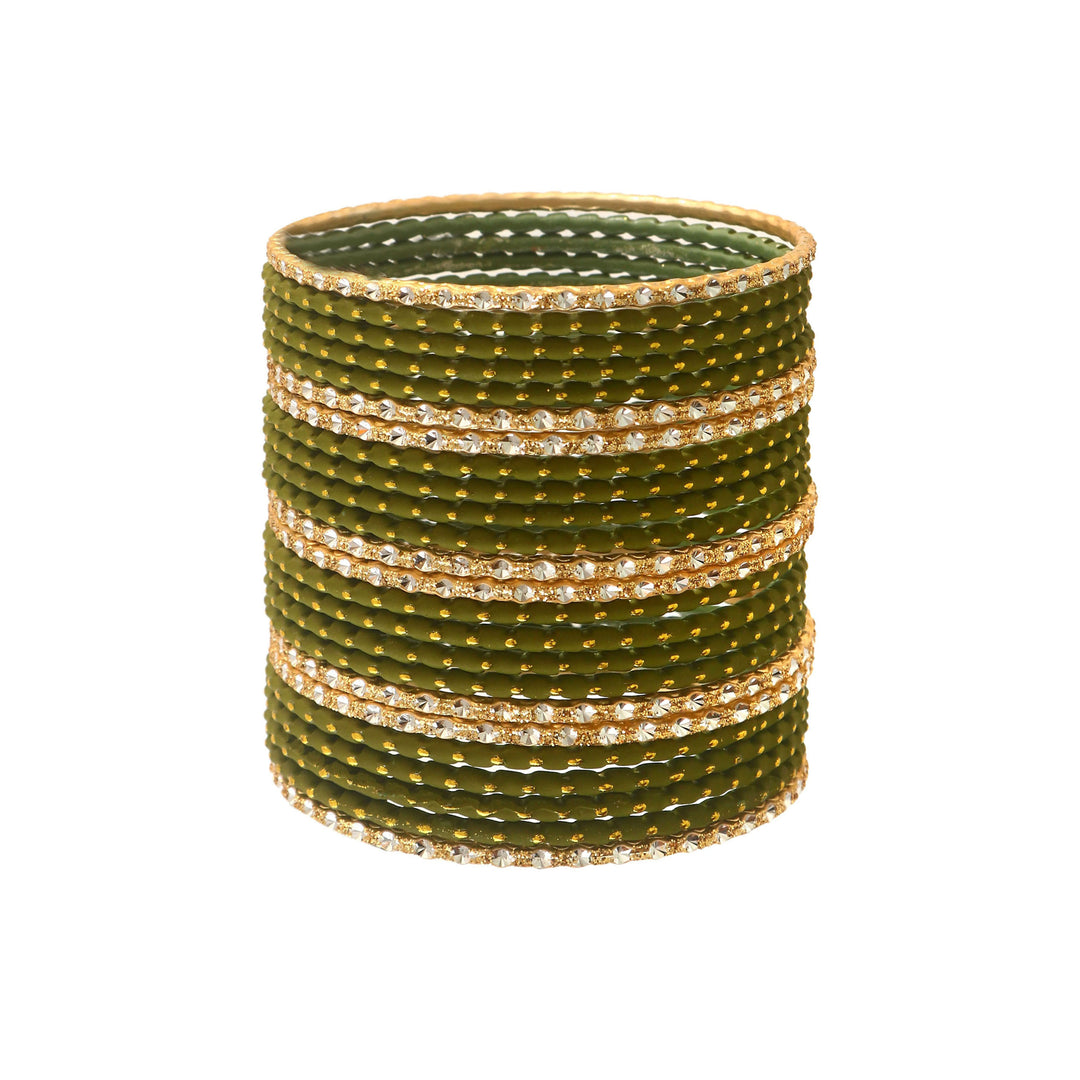 Indian Bollywood Bangle Bracelet Set for Women - 24 Piece (2 Dozen) Multicolor Alloy Gold Tone Stacking Jewelry for Weddings, Parties, Festivals & Gifts (Rani_Pink)