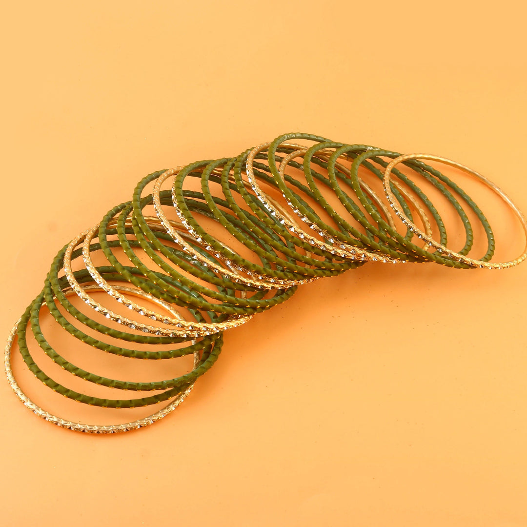 Indian Bollywood Bangle Bracelet Set for Women - 24 Piece (2 Dozen) Multicolor Alloy Gold Tone Stacking Jewelry for Weddings, Parties, Festivals & Gifts (Rani_Pink)
