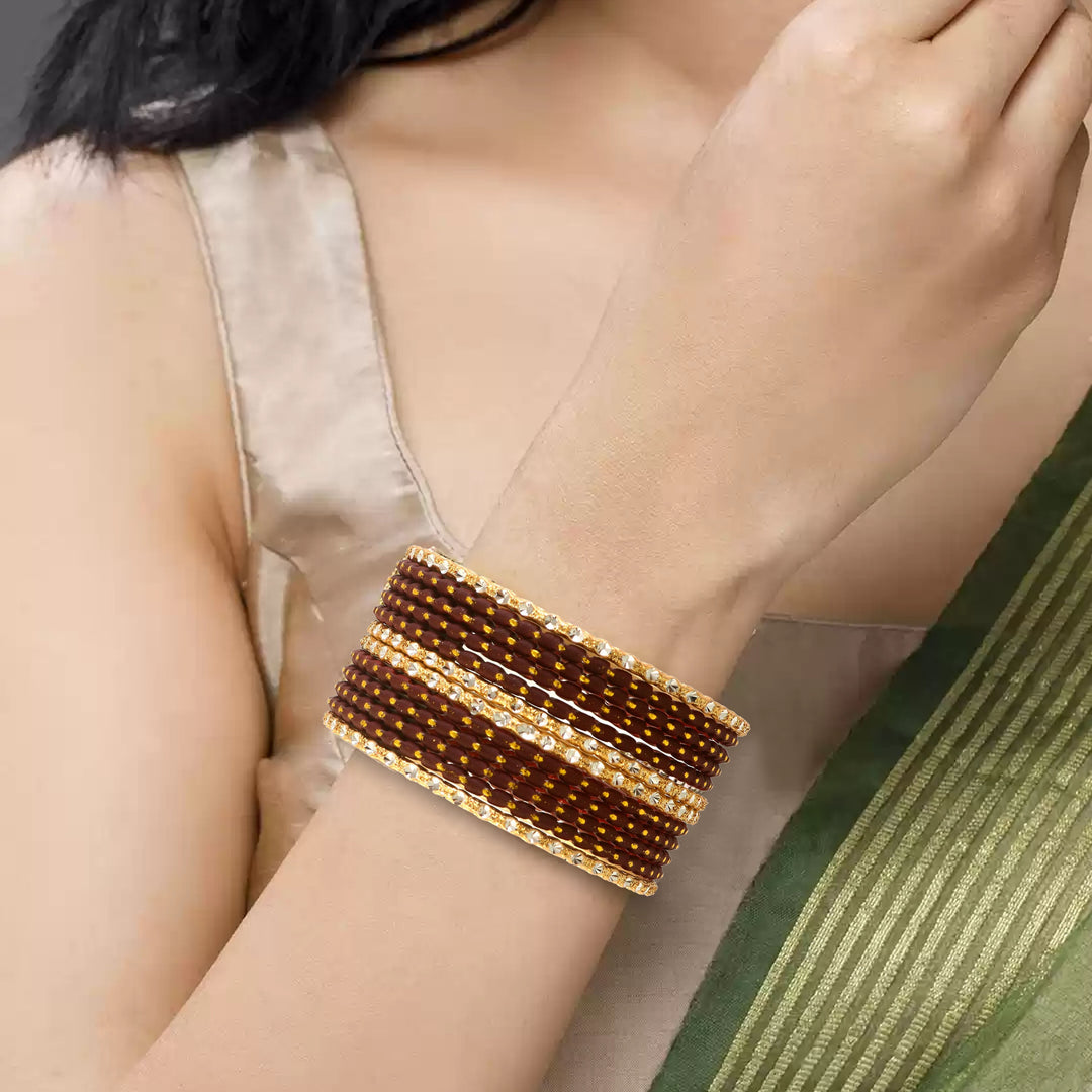 Indian Bollywood Bangle Bracelet Set for Women - 24 Piece (2 Dozen) Multicolor Alloy Gold Tone Stacking Jewelry for Weddings, Parties, Festivals & Gifts (Rani_Pink)