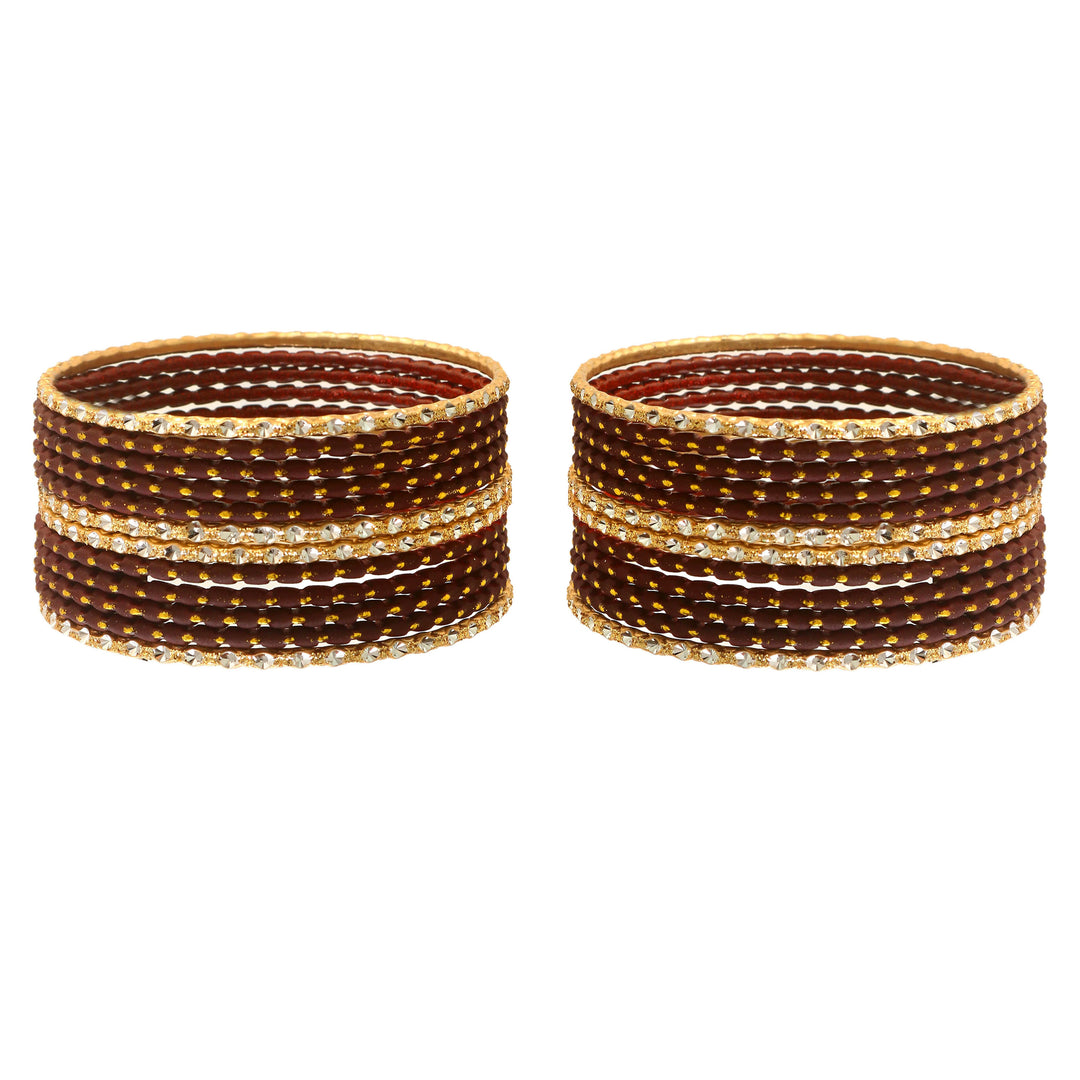 Indian Bollywood Bangle Bracelet Set for Women - 24 Piece (2 Dozen) Multicolor Alloy Gold Tone Stacking Jewelry for Weddings, Parties, Festivals & Gifts (Rani_Pink)