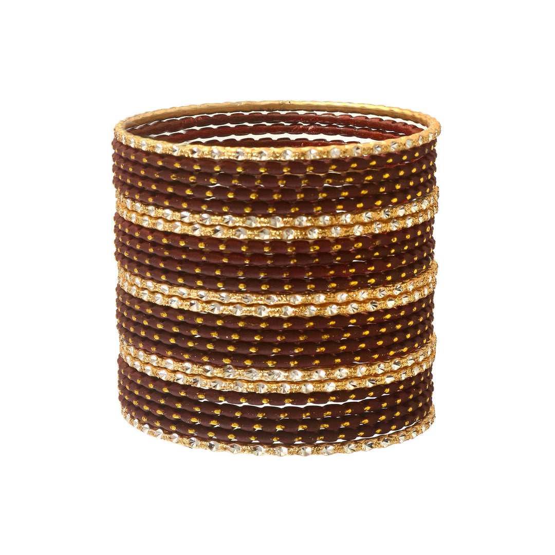 Indian Bollywood Bangle Bracelet Set for Women - 24 Piece (2 Dozen) Multicolor Alloy Gold Tone Stacking Jewelry for Weddings, Parties, Festivals & Gifts (Rani_Pink)