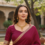 Load image into Gallery viewer, Gold Plated Ruby Red,Emrald and Pearl Studded Gold Beaded Handcrafted Jewellery Set
