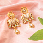 Load image into Gallery viewer, Elegant Antique Gold-Plated Kundan Studded Meenakari Choker Necklace with Elephant Motifs
