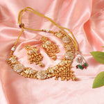 Load image into Gallery viewer, Gold-plated choker set with elephant motif, hand-painted Meenakari &amp; matching earrings
