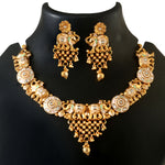 Load image into Gallery viewer, Gold-plated choker set with elephant motif, hand-painted Meenakari &amp; matching earrings
