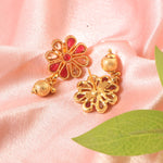 Load image into Gallery viewer, Vintage Floral Ruby Choker Set - Antique Gold Plated Jewellery for Festive Wear
