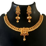Load image into Gallery viewer, Royal Matte Gold Plated Antique Choker Temple Jewellery Set with Ruby Stones
