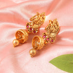 Load image into Gallery viewer, Royal Matte Gold Plated Antique Choker Temple Jewellery Set with Ruby Stones
