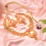 Load image into Gallery viewer, Traditional Gold-Plated Red &amp; White Kundan-Studded Chandbali Jewellery Set
