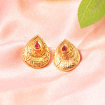 Load image into Gallery viewer, Traditional Gold-Plated Long Pendant Necklace Set with Ruby &amp; Emerald Accents
