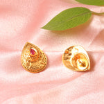 Load image into Gallery viewer, Traditional Gold-Plated Long Pendant Necklace Set with Ruby &amp; Emerald Accents

