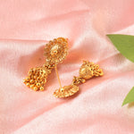 Load image into Gallery viewer, Exquisite Antique Gold-Plated Long Mala Necklace Set with Pink Accents and Jhumks
