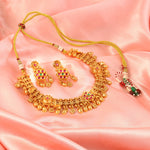 Load image into Gallery viewer, Gold Plated Stone Studded &amp; Beads Jewellery Set
