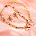 Load image into Gallery viewer, Gold-Toned Multicolour Stone Choker Necklace Set with Earrings
