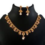 Load image into Gallery viewer, Gold-Toned Multicolour Stone Choker Necklace Set with Earrings
