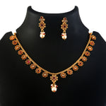 Load image into Gallery viewer, Gold-Toned Multicolour Stone Choker Necklace Set with Earrings
