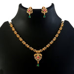 Load image into Gallery viewer, Gold-Toned Multicolour Stone Choker Necklace Set with Earrings
