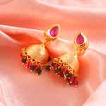 Load image into Gallery viewer, Traditional Gold-Toned Bead &amp; Stone Choker Necklace Set with Jhumkas
