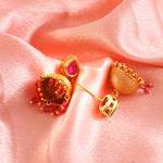 Load image into Gallery viewer, Traditional Gold-Toned Bead &amp; Stone Choker Necklace Set with Jhumkas
