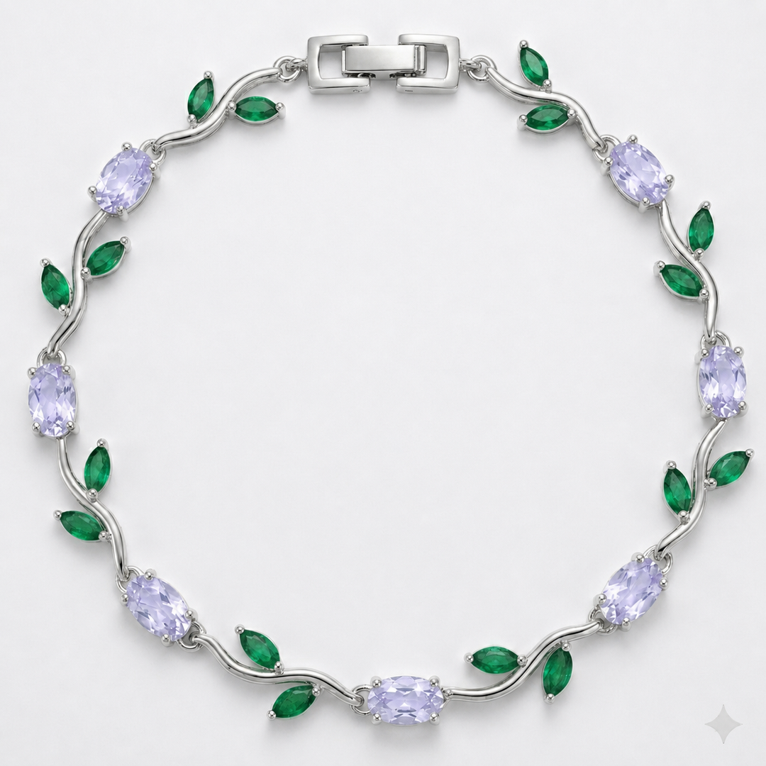 Elegant Rose and Leaf Branch Link Tulip Bracelet for Women